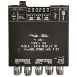 ZK-TB21 TPA3116D2 Bluetooth 5.0 Subwoofer Amplifier Board 50WX2+100W 2.1 Channel Power Audio Stereo Amplifier Board