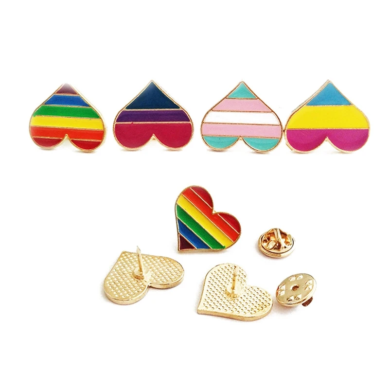 

Rainbow Heart Enamel pins Gay Pride Pin LGBT Pin Badge Awareness Brooches Heart Jewelry for Women