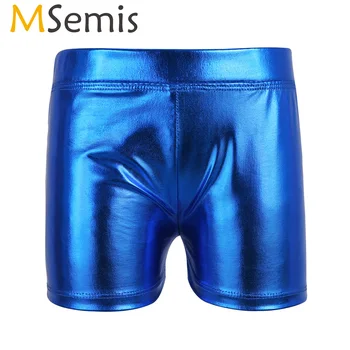 

Teens Girls Metallic Gymnastic Dance Shorts Booty Shorts for Sports Cheer Workout Swimming Practice Ballet Leotards Dancewear