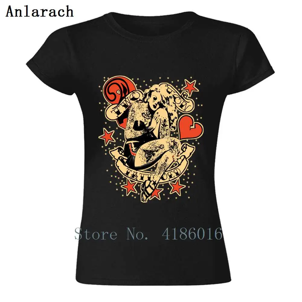 Screwed Tattooed Pin Up Zombie Women T Shirt Gift Tee Printed Cool Pictures Summer Humor Crew Neck | Женская одежда