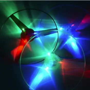 

Spinning Flyer Luminous Flying UFO LED Light Funny Beautiful Color Random Plastic Stay Wire Fans Handle Flash Outdoor DIY