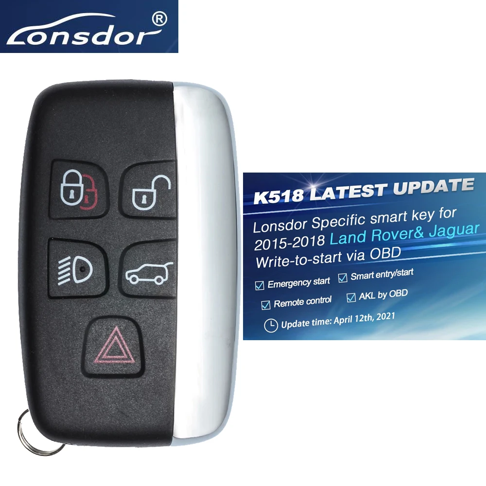 Chiave Remota Intelligente Specifica Lonsdor 315/433Mhz Per Land Rover Sport Evoque Vogue Per Range Rover Per Jaguar Xj Xe Xf 2015-2018
