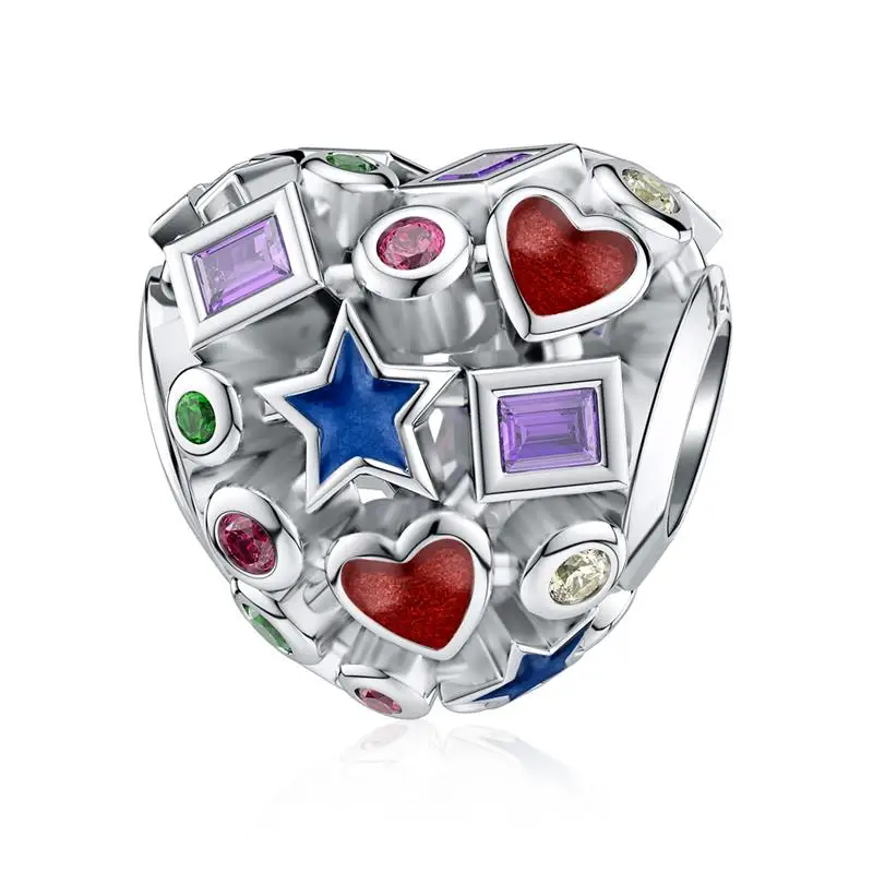 

DALARAN heart Charm Sterling Silver 925 Openwork Colorful Bead for Original Pandora Charms Bracelet Female Fine Jewelry