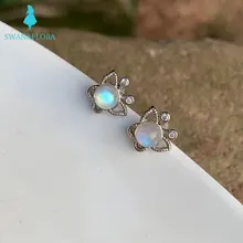 

100% Genuine Natural moonstone 925 Sterling Silver Stud Earrings Stud Earrings for women Jewelry Gift