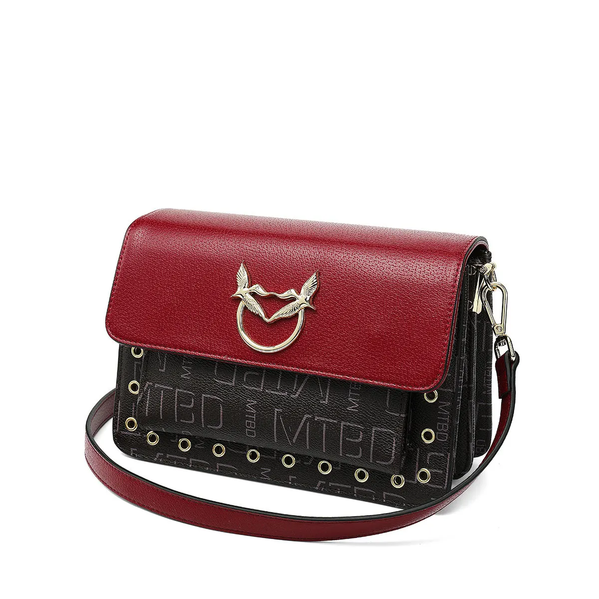

[Purple Printed Letter] Shoulder WOMEN'S Bag 2019 New Style Fashion Brand Contrast Color Single-shoulder Bag for Women