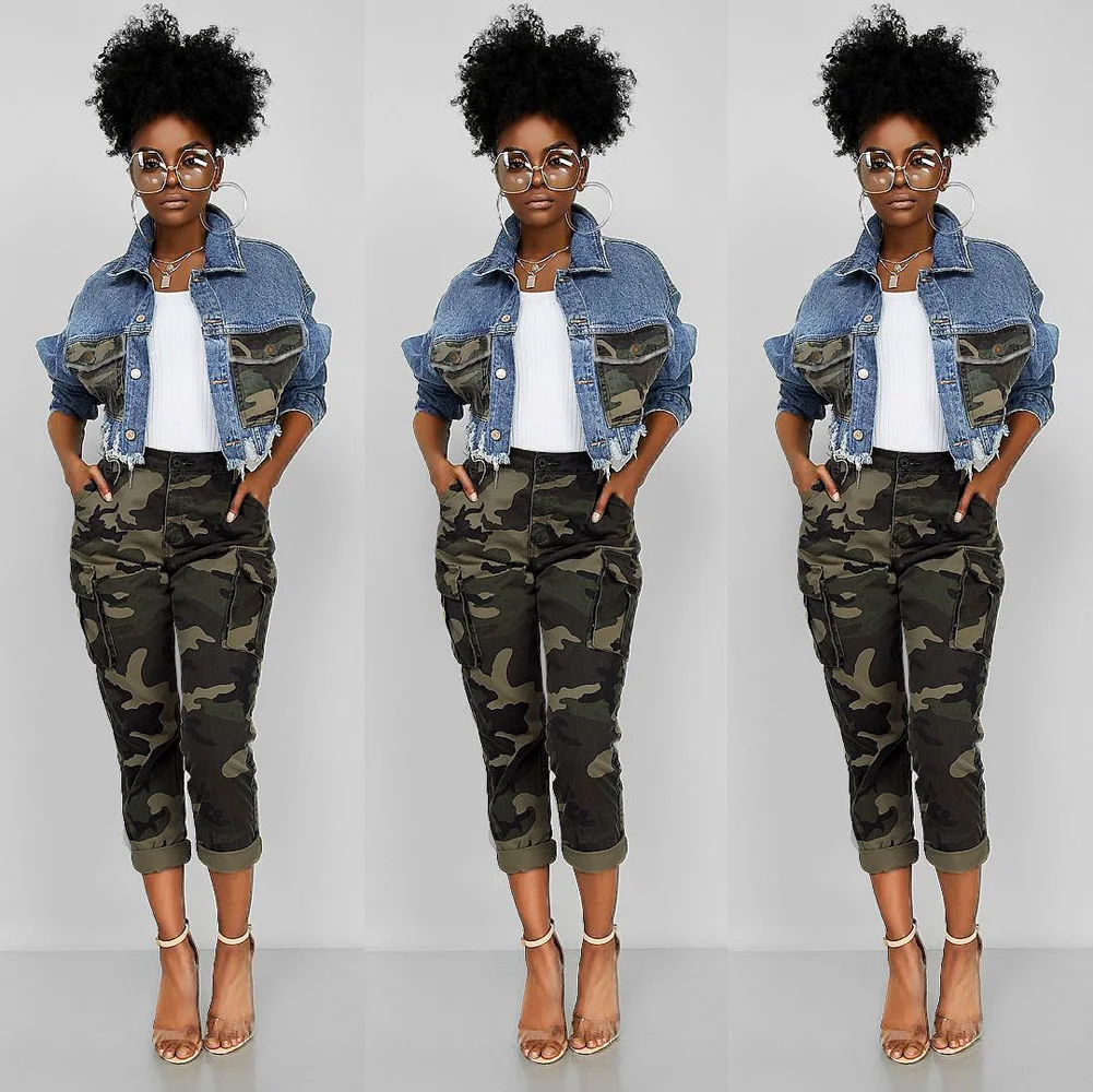 Camouflage Jeans Short Jacket Sexy 