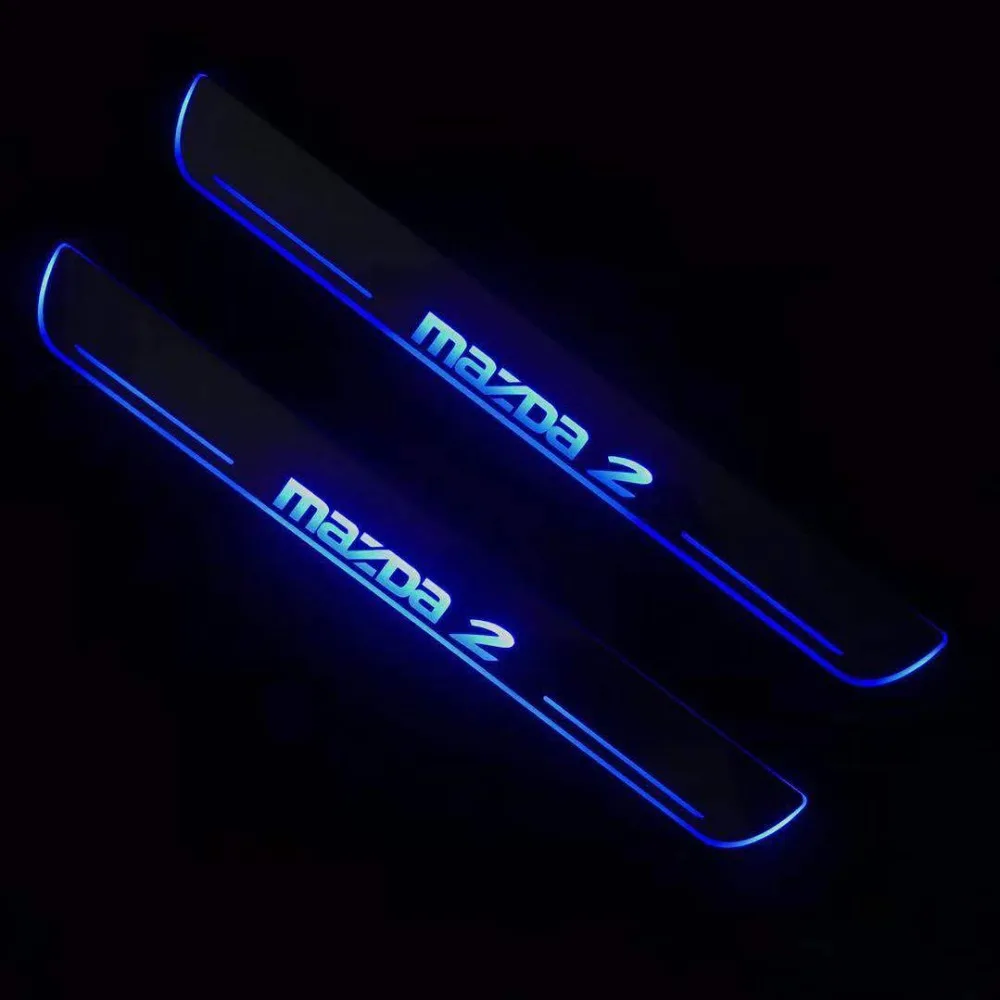 RQXR led движущиеся двери потертости для mazda 2 динамический порог пластина плоская подкладка накладка струящийся/фиксированный свет, 2 шт