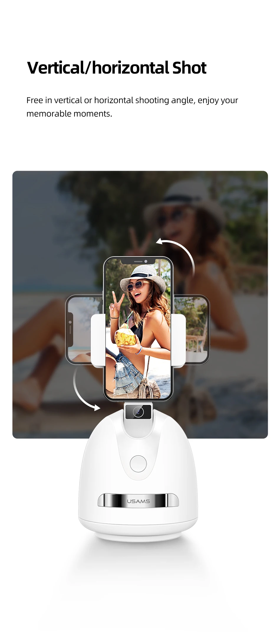 USAMS Portable 360 Rotation Auto Smart Face Track Phone Holder Support Phone Mount Tripod with Face Tracking US-ZB239 28 H28c1a50ab0b1446f9e1579472a2147dfy