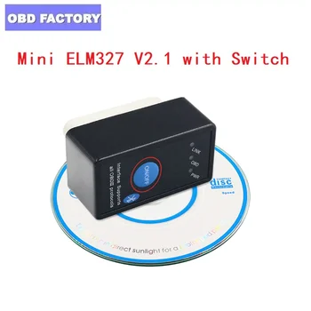 

High quality ELM 327 V2.1 Power Switch Mini ELM327 Bluetooth On/Off Button OBD2 Car Diagnostic Tools For OBDII Protocols