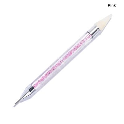 Двойной для ногтей художественные инструменты для маникюра плоская точка дрель точка УФ-гель для ногтей Живопись цветок ручка кисточка для ногтей кисти для рисования Инструменты - Цвет: Pink