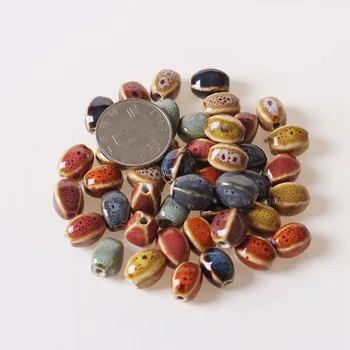 

30pcs 12*10mm Geometric Ceramic Beads Handmade Loose Beads 2.5mm Hole Bead For Jewelry Making