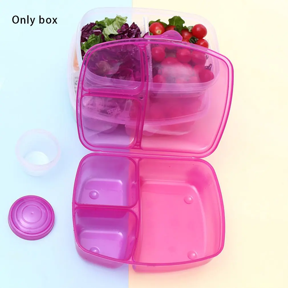 Красный Коробка для хранения фруктового салата Bento прямоугольная пластиковая коробка для ланча герметичная коробка для еды Удобная переносная - Цвет: Красный