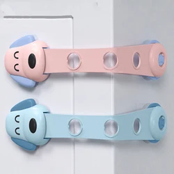 Verrou de sécurité pour tiroir pour enfants, porte de protection, longueur réglable, Double bouton pour déverrouiller l'armoire et le réfrigérateur 