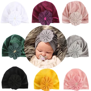 

soft Classic Muslim Cap Newborn Comfortable Head Wraps Kids Sleeping Hat Headscarf Infant Baby Girl Beanie Hat Bow Knot Turban