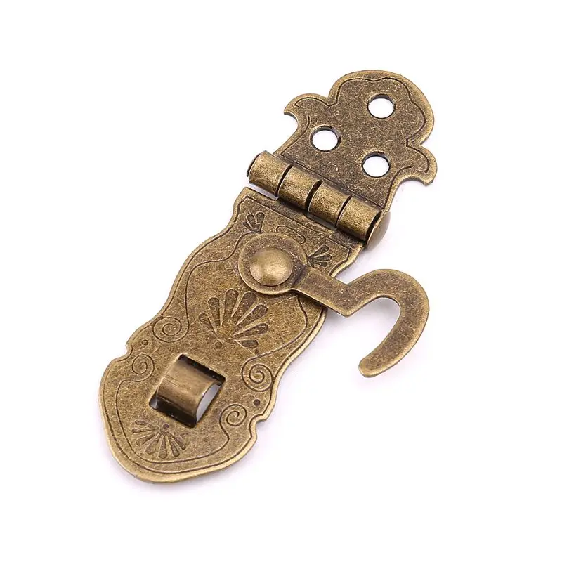 Drop Ship Bronze Tone Wooden Box Toggle Lock Vintage Metal Buckle Antique Hasp Latch