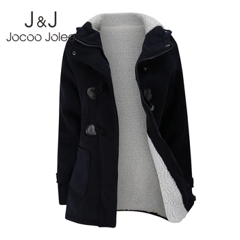

Jocoo Jolee 2019 Women Winter Fleece Hooded Plus Size Snow Thick Cotton Fashion Long Overcoat Female Solid Streetwear Warm Coat