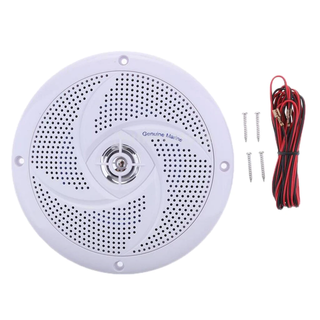 6.5 inch Marine Stereo Boat Speakers Amplified Full Range Stereo Sound Weather Resistant Flush Mount with 60W Power - White