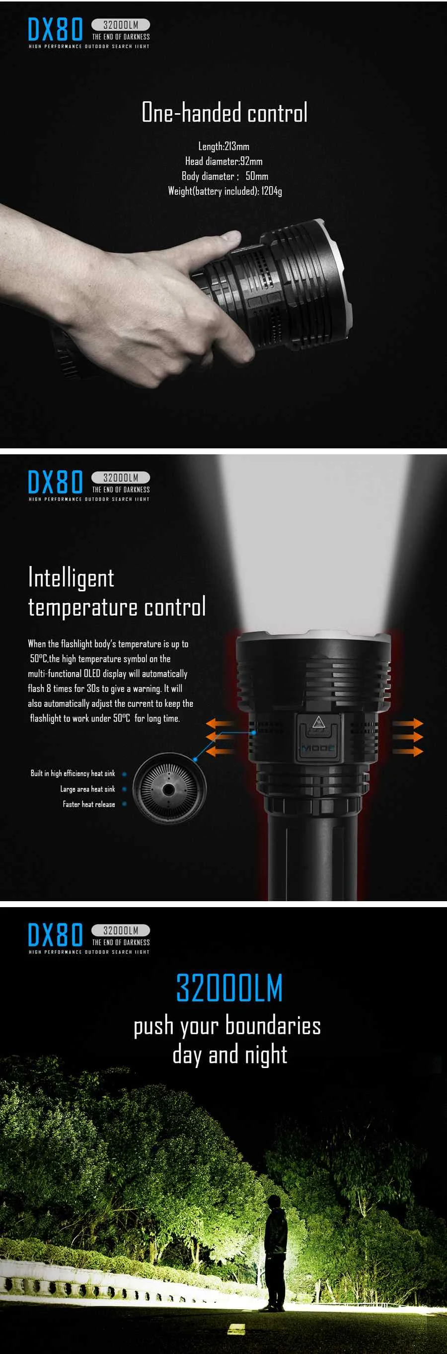 IMALENT DX80 8x XHP70.2 32000LM супер-яркий светодиодный фонарь для поиска, 806 м, фонарь для кемпинга, фонарь, охотничий прожектор