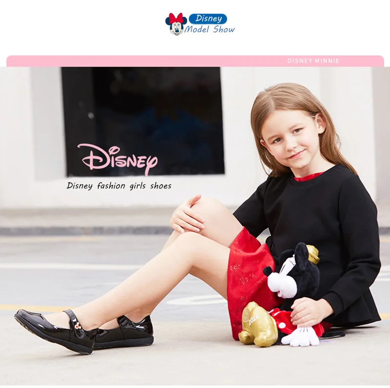 Disney/детская кожаная обувь; модная весенняя обувь принцессы для девочек; Новинка; черная обувь для детей; Студенческая обувь; Размеры 26-37