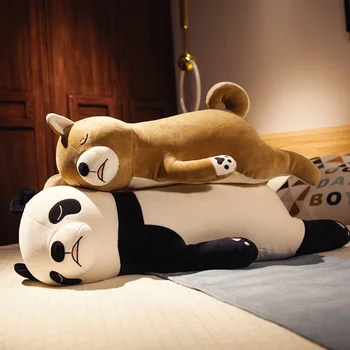 

55/70cm soft cartoon panda shiba dog throw pillow long pillow female pregnant cushion bed cushion backrest pillow