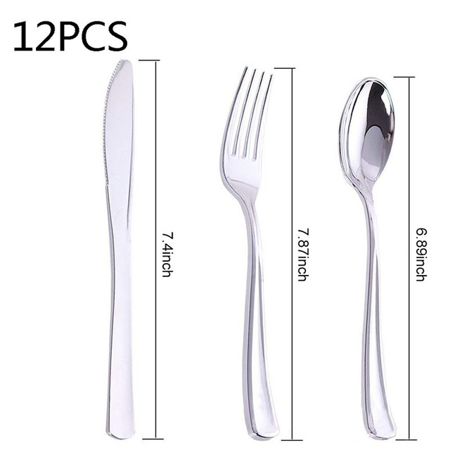 Rose Gold Cups Plastic Plates Fork Knives Spoons Disposable Clear Dinnerware Set Home Party Supplies
