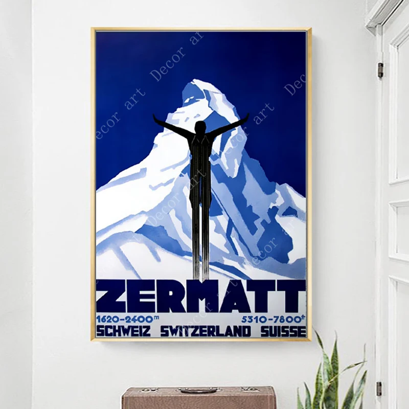 Катание на лыжах в Zermatt Швейцария катание винтажный Ретро путешествия