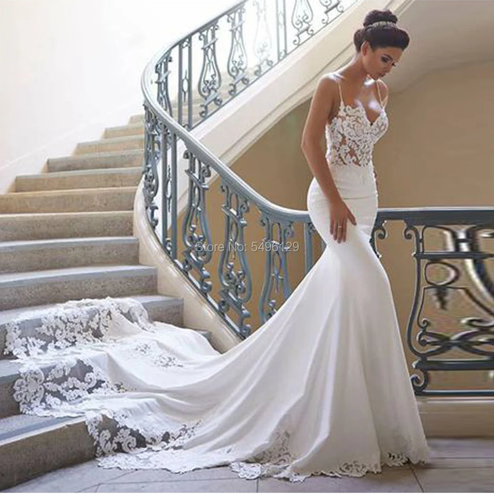 Эластичные атласные свадебные платья Русалка без рукавов Vestidos Novia винтажное кружевное свадебное платье с открытой спиной