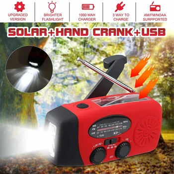 

Emergency Hand Crank Manual Crank Generator AM FM Solar Weather Radio with LED Flashlight Self Powered 1000mAh Power Bank