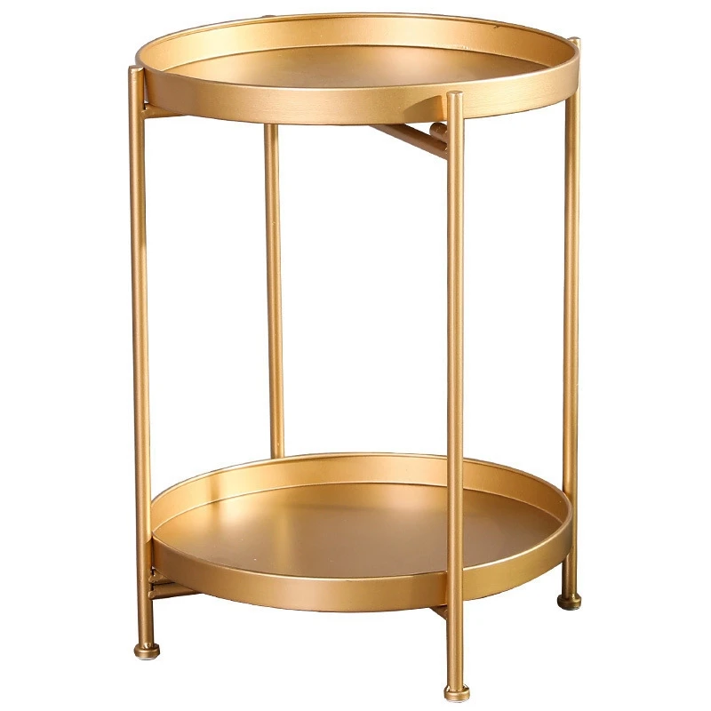 

Gold Iron Mini Double Coffee Table Detachable Tray Home Living Room Table Sofa Coffee Table Rack