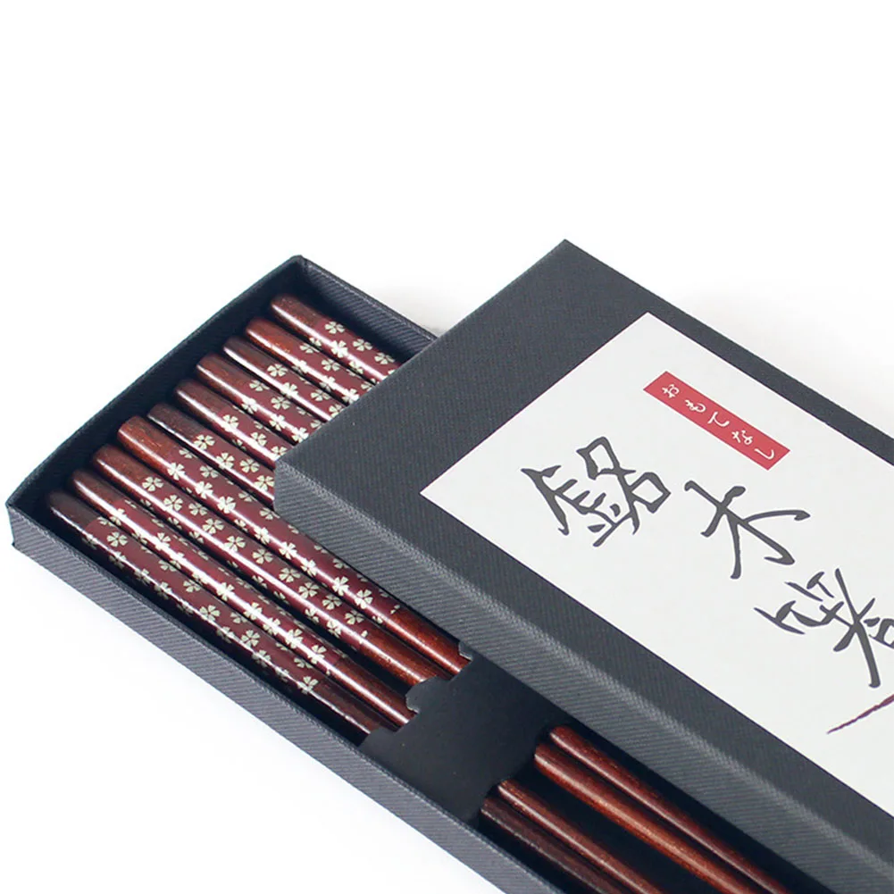 5 пар деревянных CHOPSTICKS набор посуды натуральные столовые приборы в японском стиле домашняя кухня для суши китайская посуда для барбекю - Цвет: 1