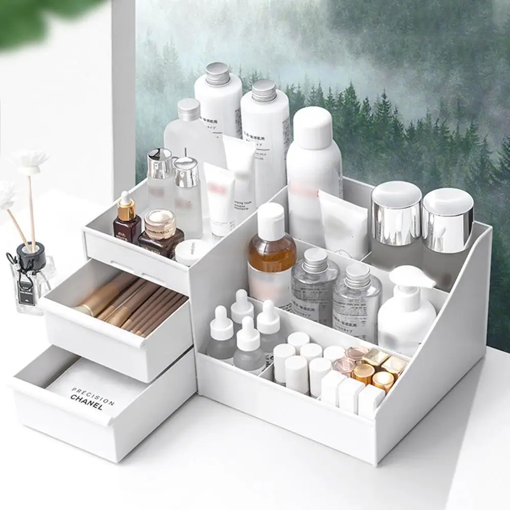 

Large Capacity Cosmetic Storage Box Drawer Makeup Organizer Dressing Table Skin Care Rack House Container Mobile Phone Sundries