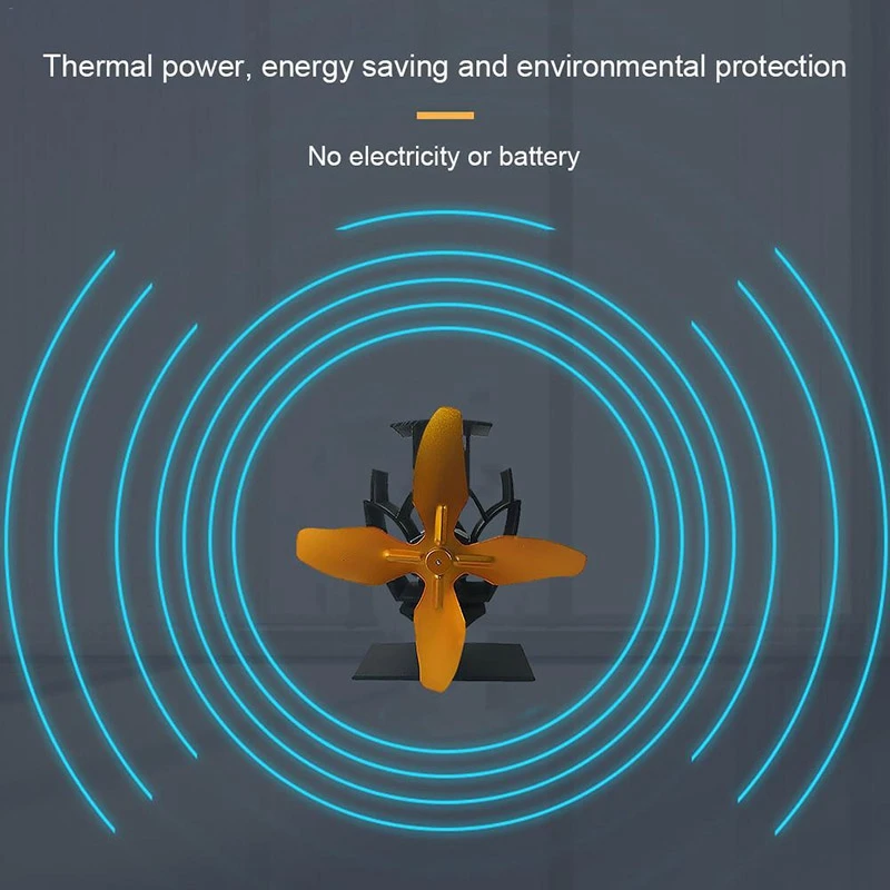 4 лопастной вентилятор для печи, работающий от тепловой энергии бревна деревянная горелка экологичный тихий вентилятор для дома эффективное распределение тепла