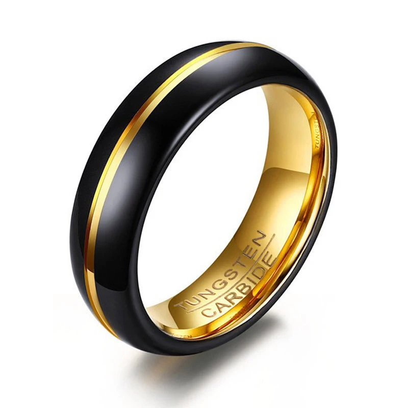 Yobest 2019 New Fashion Black and Gold-Color Tungsten Wedding Ring for Men Women Jewelry 6MM Carbide | Украшения и аксессуары