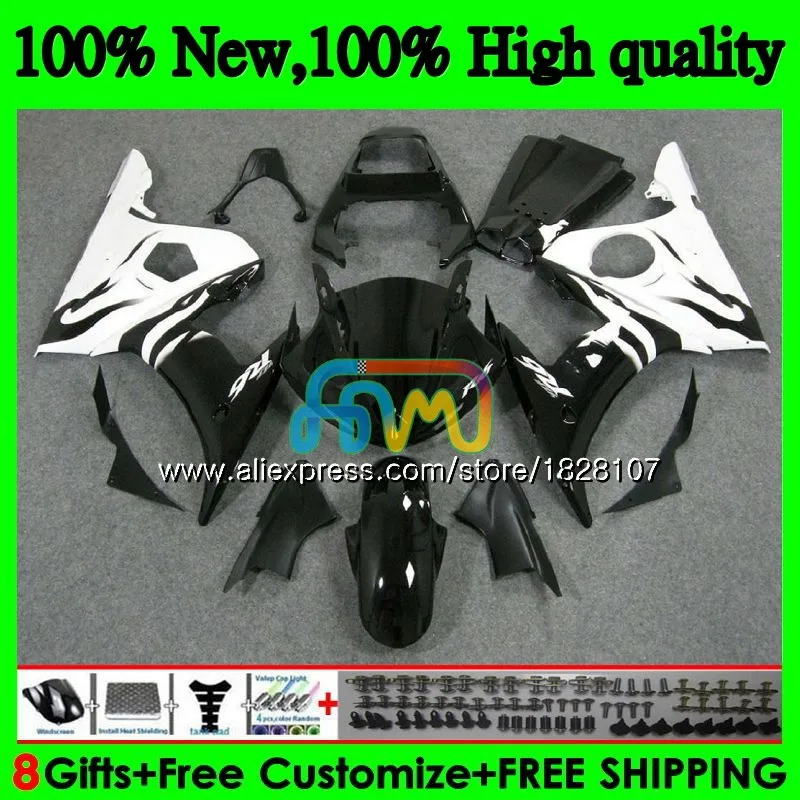 Body For YAMAHA YZF600 YZF R6 600CC YZFR6 03 04 White flames 05 51BS.8 YZF 600 R 6 03-05 YZF-600 YZF-R6 2003 2004 2005 Fairing