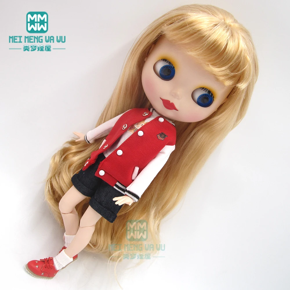Blyth Кукла одежда красная бейсбольная форма, шорты, кожаная обувь Рождественский подарок