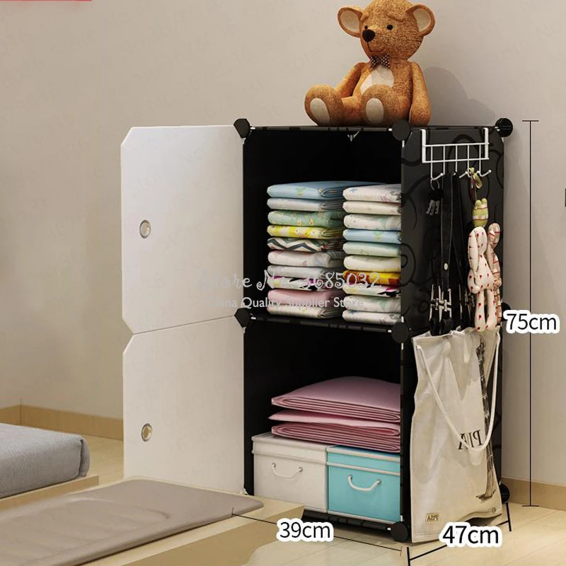 Simple Wardrobe Hanging Imitation Cloth Student Children Small Combination Folding Assembly Plastic DIY Closet Bedroom Furniture