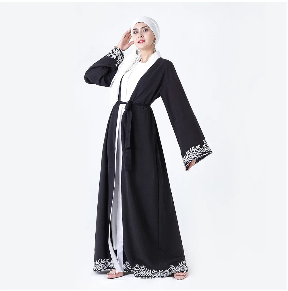 Новинка 2020 черное мусульманское платье женский кардиган abaya s макси кимоно