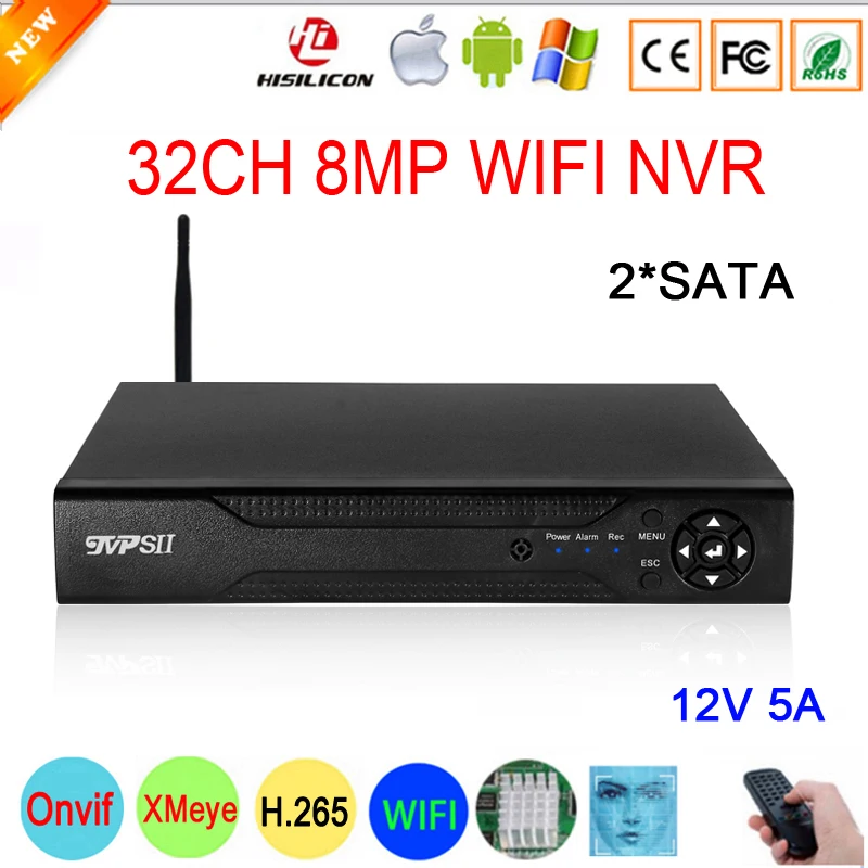 Видеорегистратор Hi3536C XMeye для видеонаблюдения 12 В 5 А 8 Мп 4K 32 канала H.265 + Макс 16 ТБ