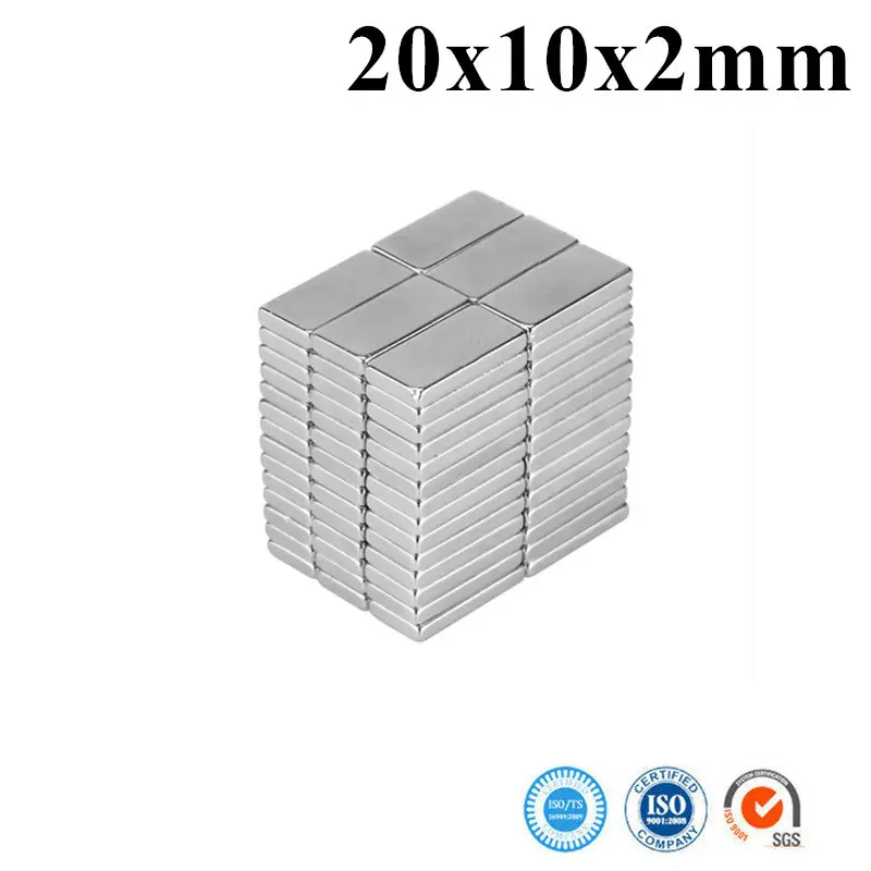 5 шт. 20x10x2 мм супер мощный небольшой Неодимовый магнит блок постоянный N35 редкоземельный NdFeB сильные кубовидные магнитные магниты листы