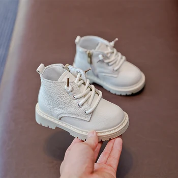 

2020 Hot Sale Baby Boots Genuine Leather Kids Boots Lace-up Children Snow Boots Velvet Warm Winter Shoes