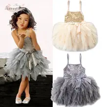 

2020 2-7Y Toddler Baby Girls Princess Dress Wedding Summer Sleeveless Sequins Pegeant Party Knee Length Tutu Ball Gown Clothing
