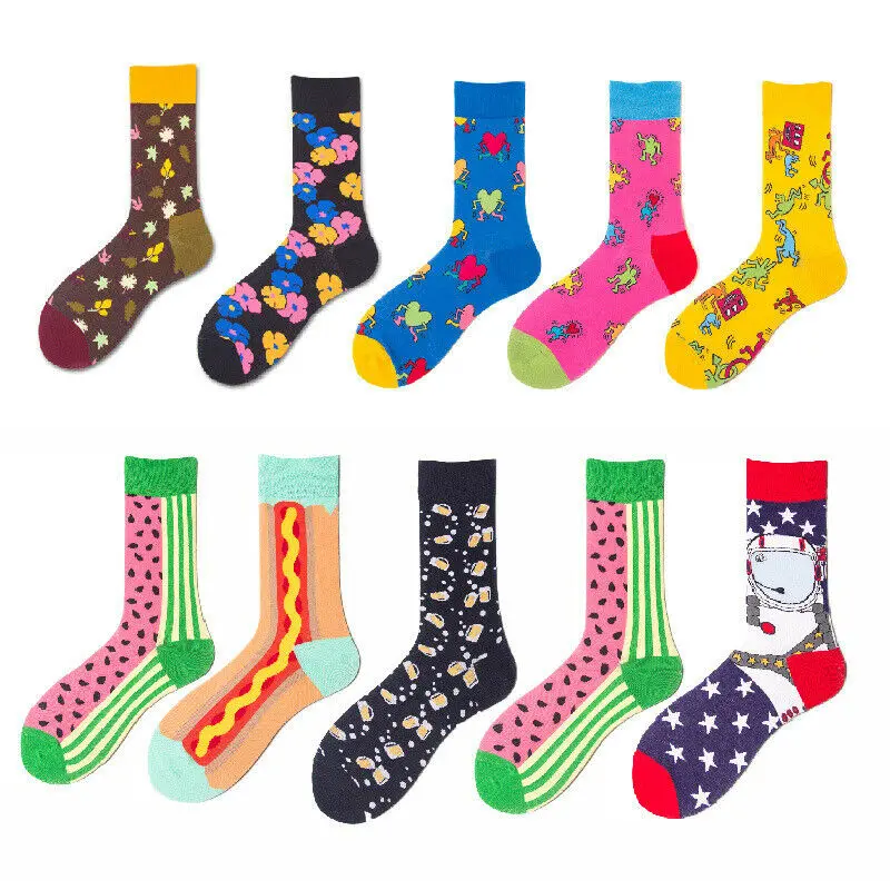 

Men's Colorful Casual Socks Happy and Funny Socks 1 Pair Printed Unisex Fashion Male Sox Combed Cotton Ankle Socks