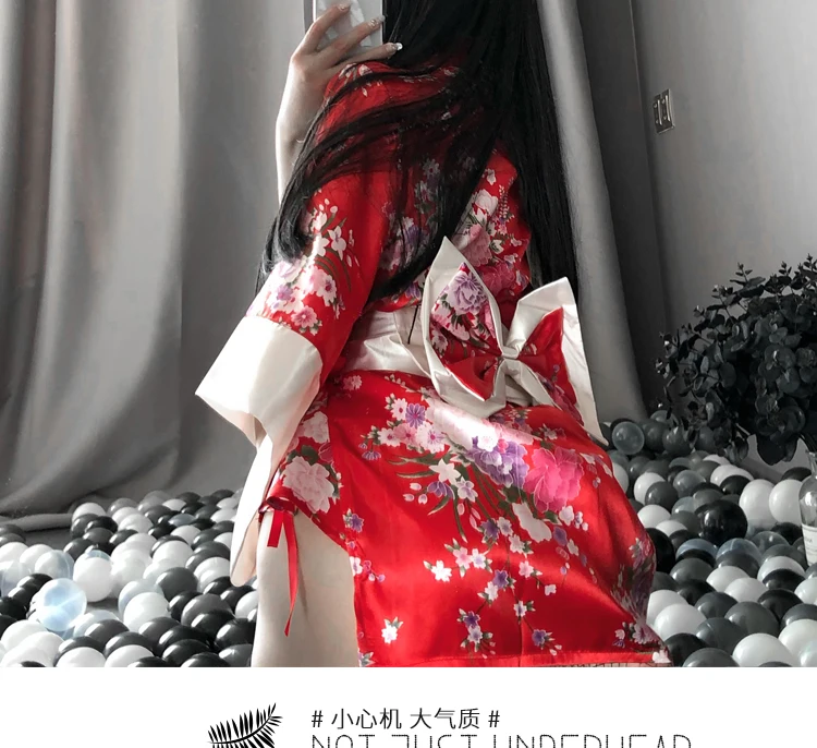Japanese Kimono Sexy Sleepwear Cosplay Outfit for Women Traditional Style Robe Yukata Sakura Costumes Pajamas Soft Silk Belt