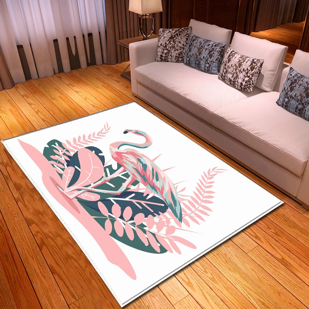 Скандинавский гостиной ковер для украшения дома Фламинго коврик для детских игр прикроватные коврики фланелевые Нескользящие пол обеденный стол большой ковер