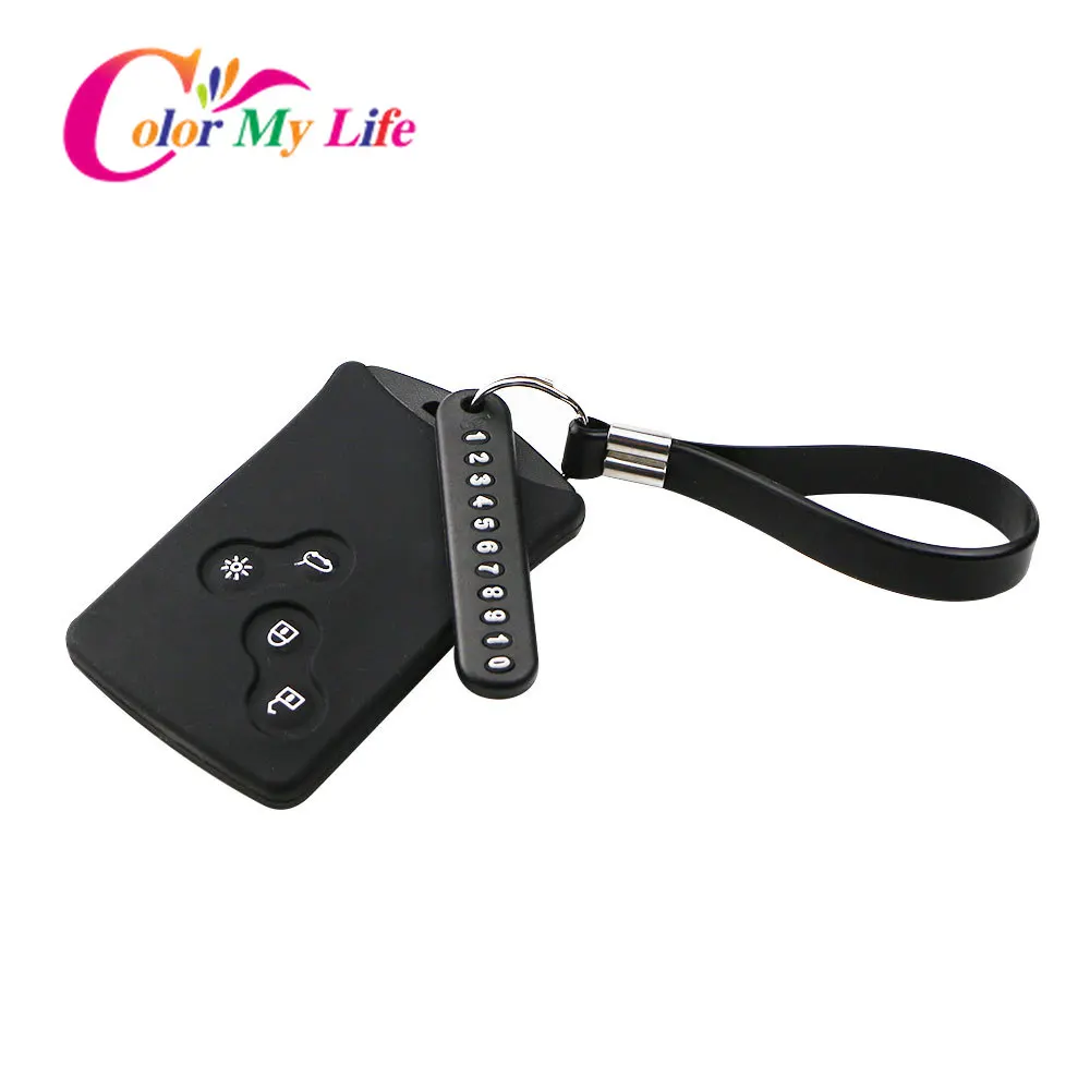 

Silicone Key Cover Case Car Key Chain Phone Number Keychain for Renault Duster Sandero Captur Twingo Clio Megane Scenic Koleos
