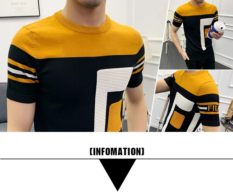Высококачественная уличная футболка с круглым рукавом Camisetas Hombre, летнее платье с короткими рукавами, мужская Трикотажная футболка, жаккардовая ткань