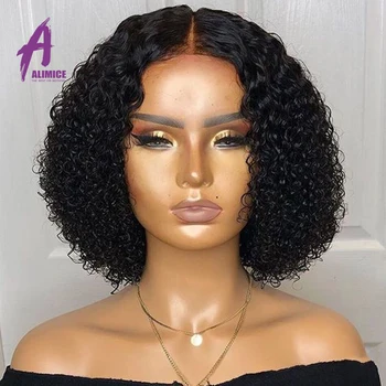 

150% Density Mongolian Kinky Curly Bob Human Hair Wigs 13X4 Bob Lace Front Human Hair Wigs For Women Alimice Short Bob Wigs