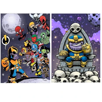 

7Pink 5D Diamond Painting Marvel Avengers Stylilng Infinity Wars Thanos Iron Man Cross Stitch Painted Gift House Decor Art 207