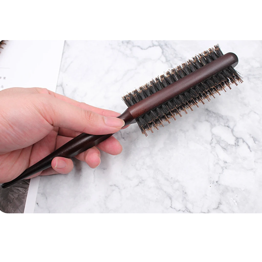 Pro Anti-static Three Row Rat Tail Teasing Brush for Back Combing Volumizing