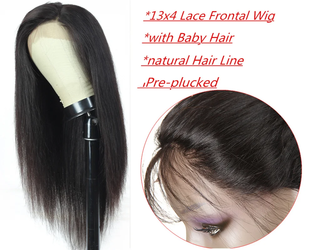 Straight Lace Front Wig Remy Brazilian 13x4 Human Hair Wig 150 Density Pre Plucked With Baby Hair Free Part Lace Wig
